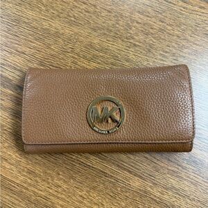 Michael Kors Tan Leather Wallet with Gold Logo